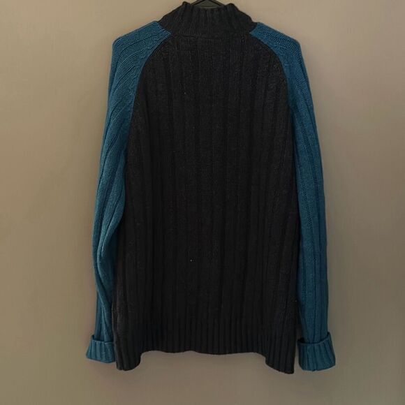 Merril Wool Pullover Sweater 1/3 zip XL Two toned Blue - Picture 5 of 8